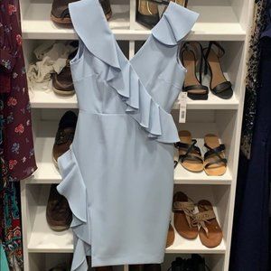 BRAND NEW Gianni Bini Brittany Ruffle Sky Blue Midi Dress - Size 4